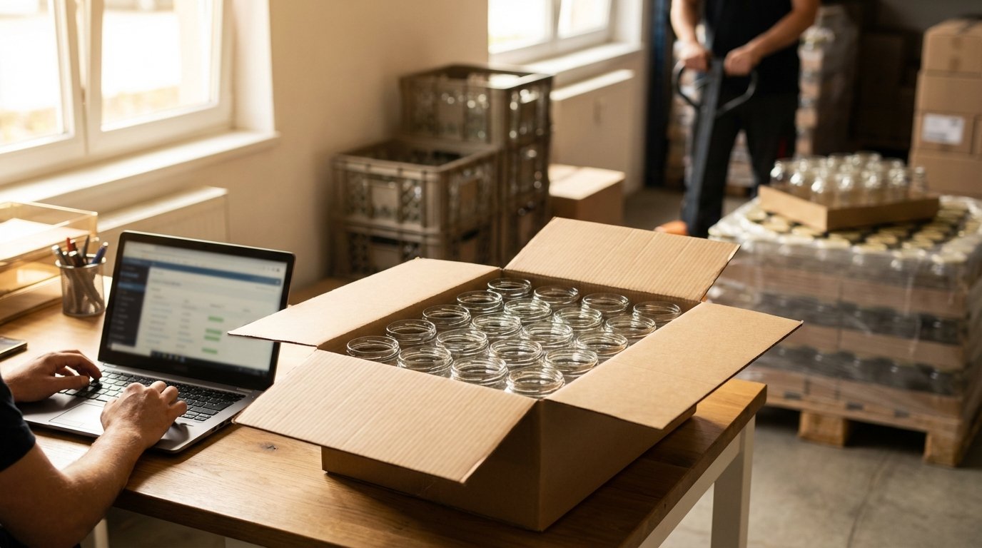 فرآیند سفارش‌گذاری و ارسال جار شیشه‌ای عمده